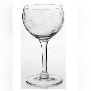 Vintage Princess House Heritage Crystal Cocktail Liquor Glass Gray Floral 5”